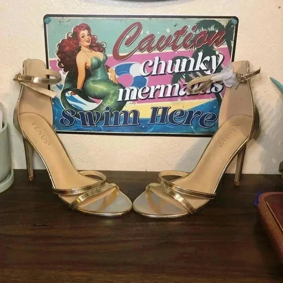 VENUS Strappy Gold Heels - Picture 6 of 13